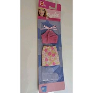 2003  Barbie Chic Flowered Print Skirt‎ &  Pink Halter Top